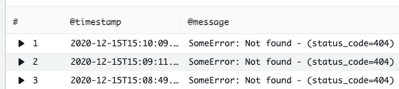CloudWatch Insights search "404"