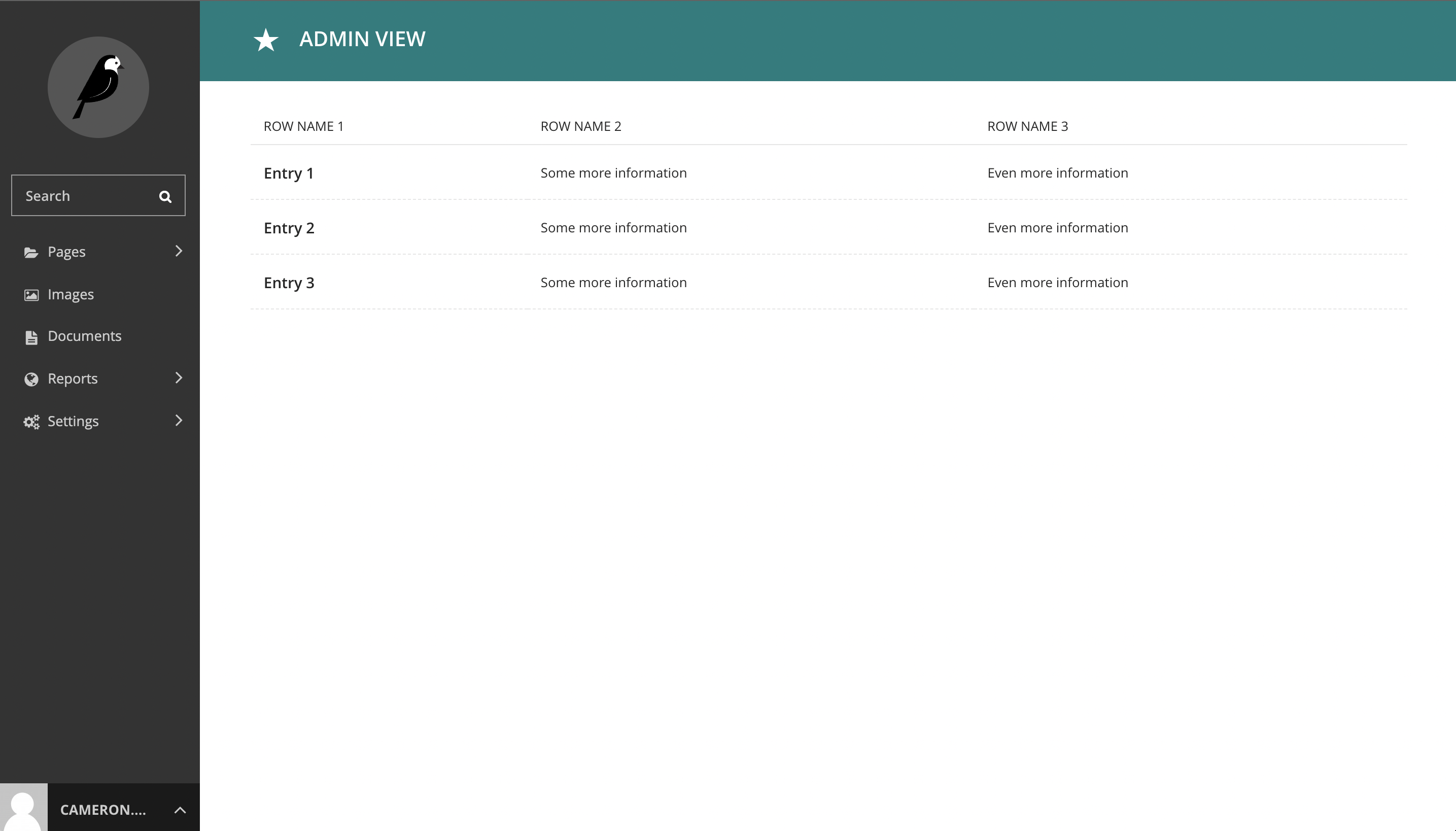 Wagtail Admin with table